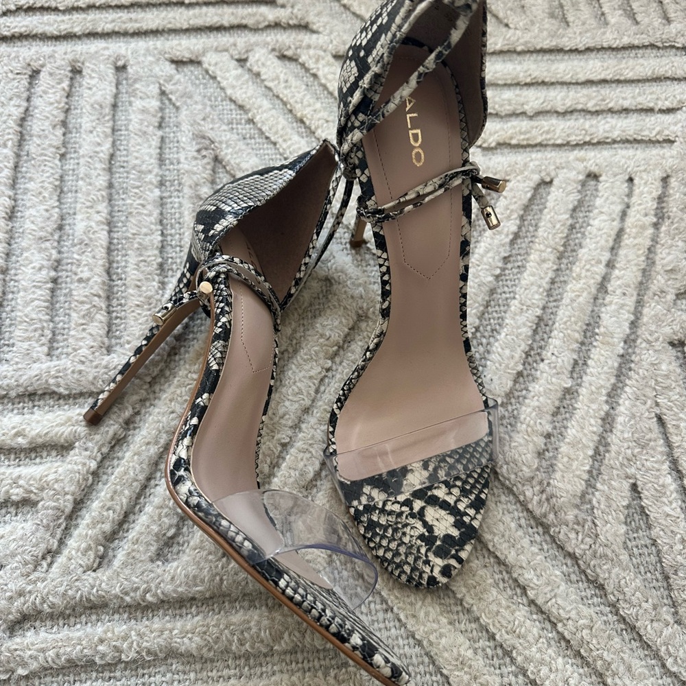ALDO Black and White Snakeskin Heels